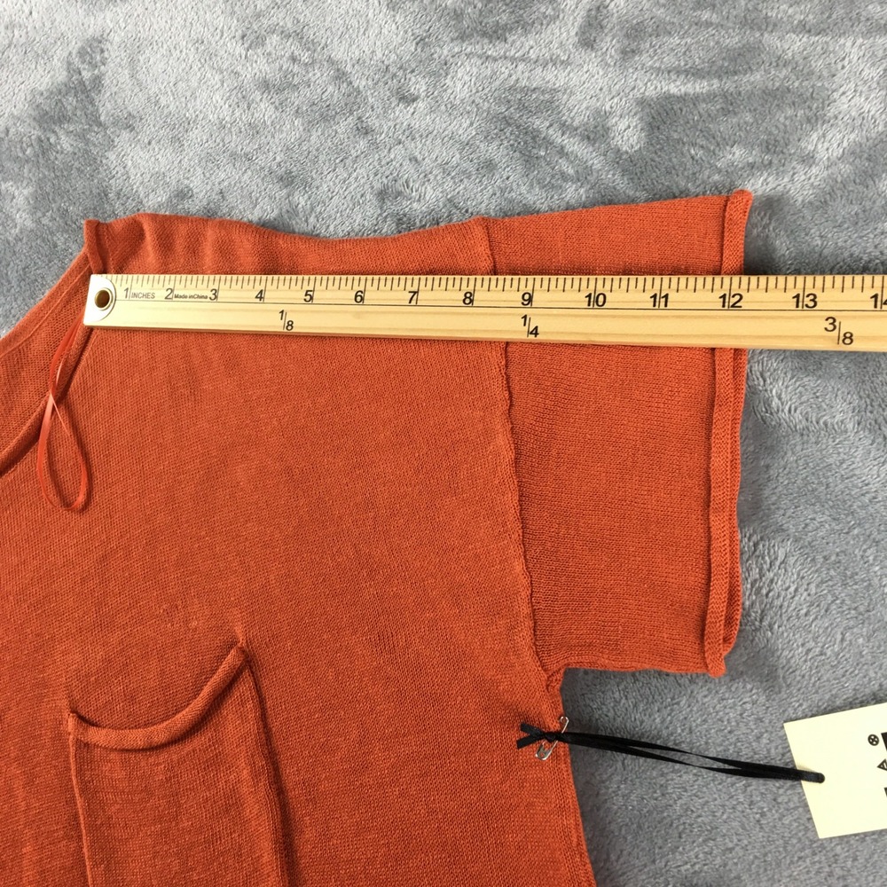 NEW Max Studio Linen Blend Knit Tunic Top Sz L Orange Short Sleeve Lagenlook - Picture 11 of 15